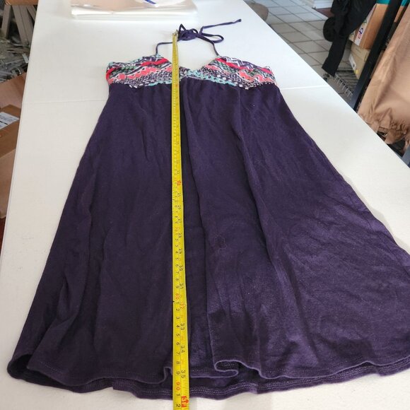 Womens Halter-Style Summer Dress With Geometric Patterned Top & Solid Navy Skirt - Picture 7 of 11